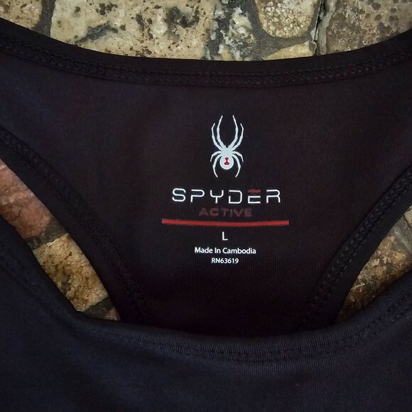Spyder Active Black Racerback Tank Top Moisture-Wicking 4-Way Stretch Fabric Med - Picture 3 of 11